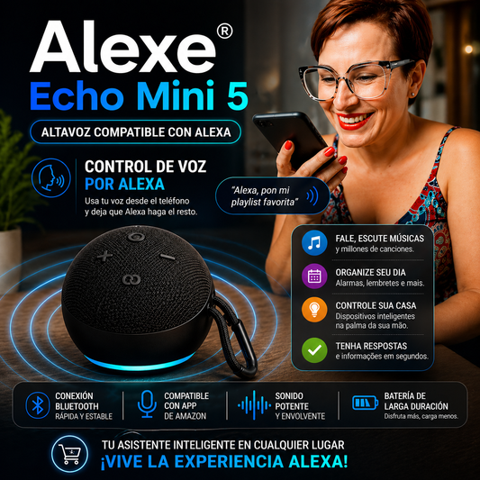 Alexe® Echo Mini 5 - Altavoz Compatible con Alexa