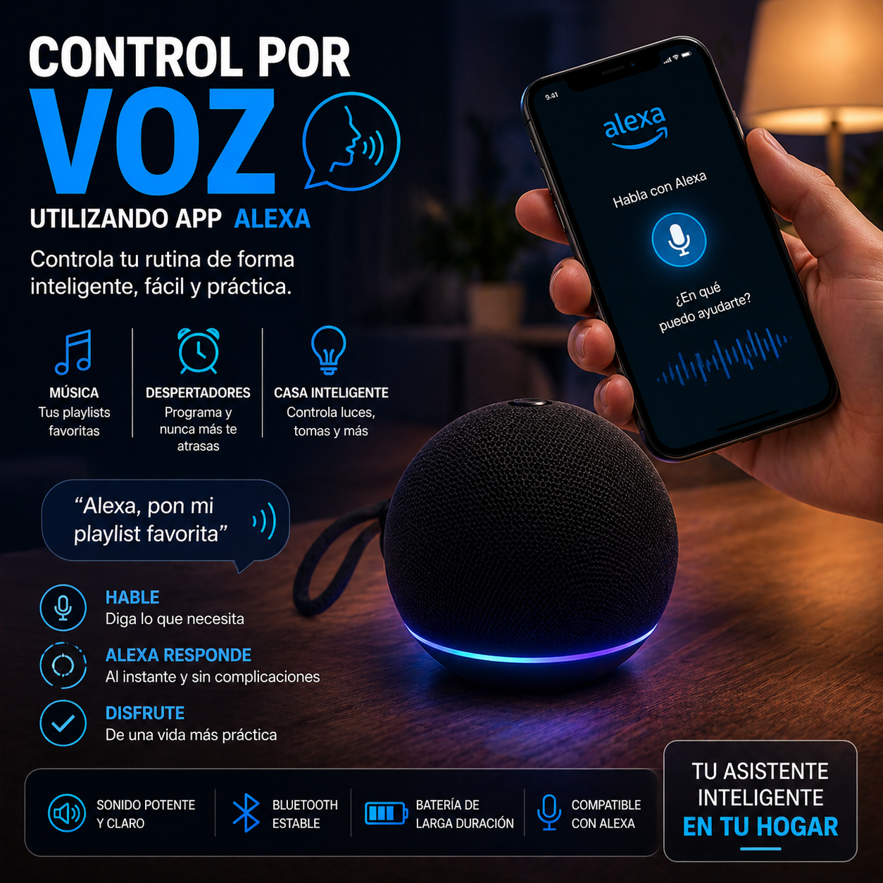 Alexe® Echo Mini 5 - Altavoz Compatible con Alexa