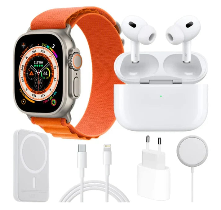 COMBO SMART X8 PRO – CONECTADO TODO EL DÍA (RELOJ + AUDÍFONOS + CARGADOR PORTÁTIL)