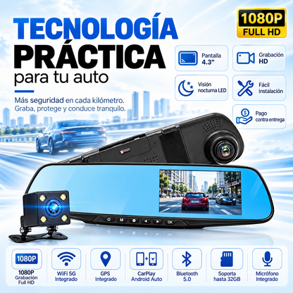 AutoView Pro™ Espejo Retrovisor Inteligente con Cámara Delantera