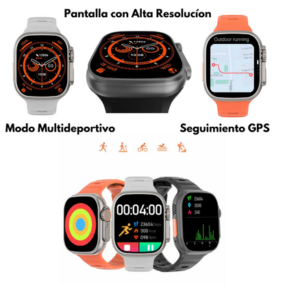 COMBO SMART X8 PRO – CONECTADO TODO EL DÍA (RELOJ + AUDÍFONOS + CARGADOR PORTÁTIL)
