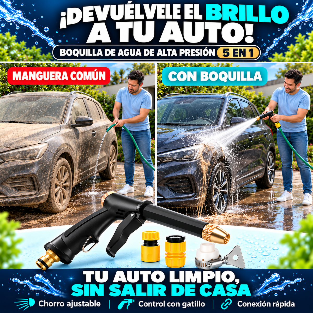 HidroFuerza™ Boquilla de Agua de Alta Presión 5 en 1