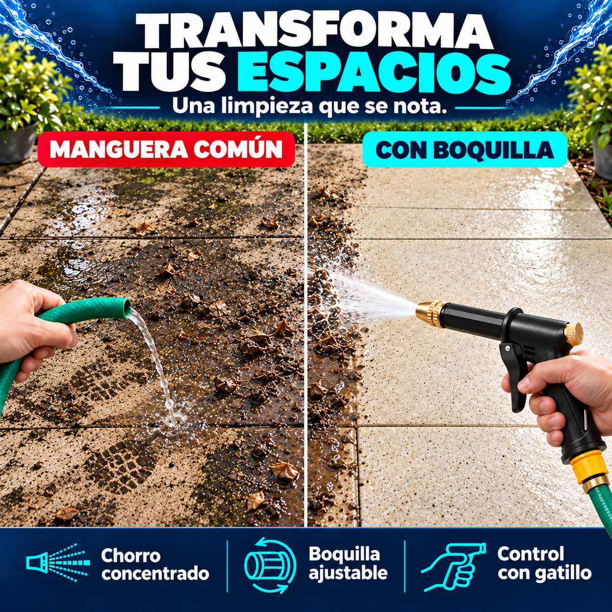 HidroFuerza™ Boquilla de Agua de Alta Presión 5 en 1