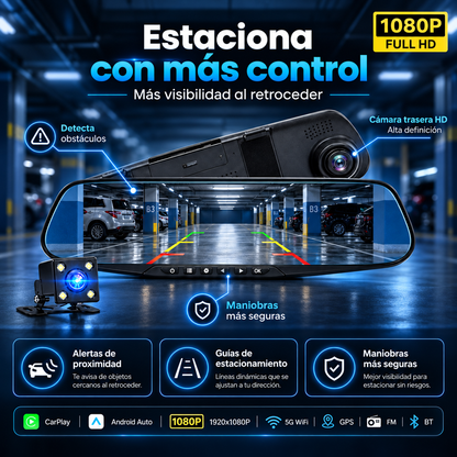 AutoView Pro™ Espejo Retrovisor Inteligente con Cámara Delantera